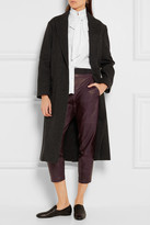 Thumbnail for your product : Brunello Cucinelli Cropped Leather Straight-leg Pants - Merlot