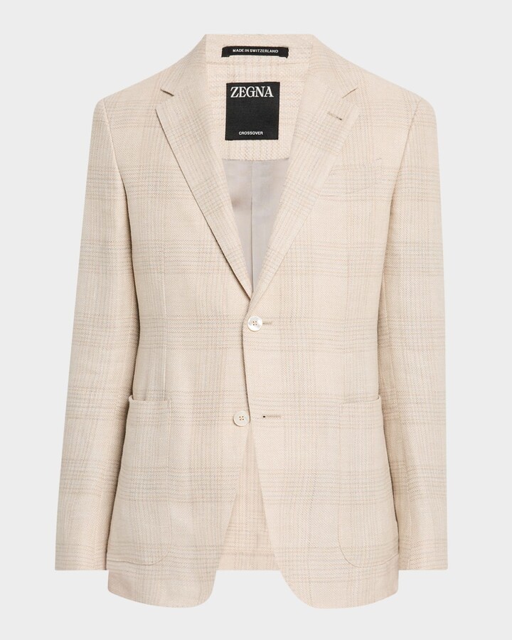 Ermenegildo Zegna Men's Tonal Plaid Crossover Sport Coat