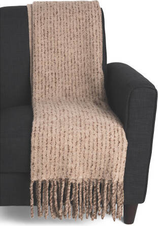 TJMAXX Alpaca Blend Cozy Luxe Pinstripe Throw, Nylon/Alpaca