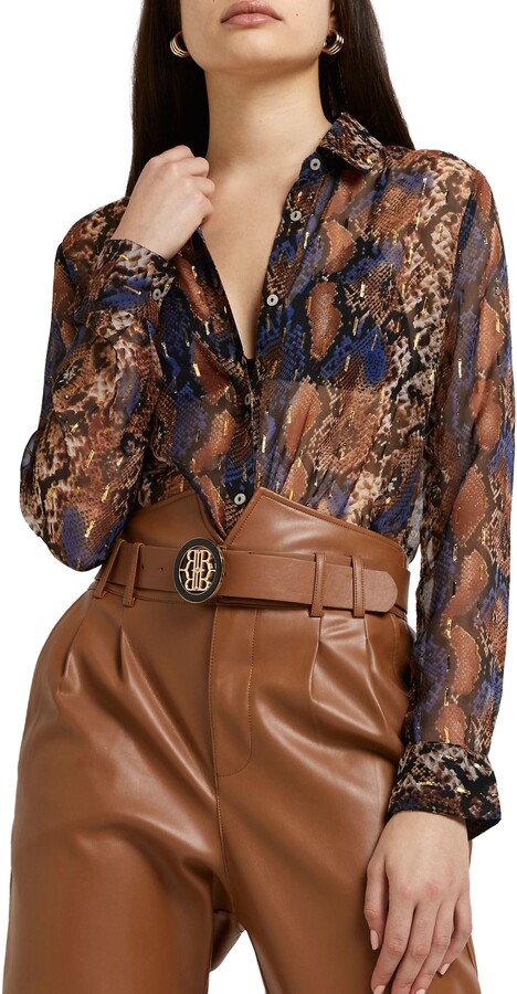 Brown Chiffon Top | Shop the world's largest collection of fashion 