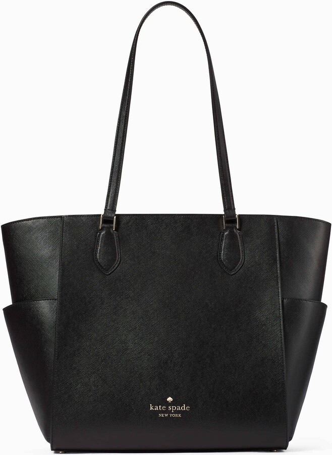 Madison Saffiano East West Leather Laptop Tote Black