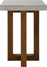 17 Stories Stylish Walnut End Table With Faux Concrete Surface - Enhance Your Home's Aesthetic Walnut Finish Stunning Top Transform Interior