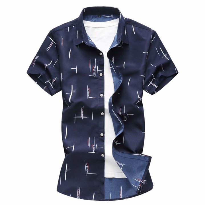 Fashion Mens Printed Hawaiian Loose Short Sleeve Casual ButtonsT Shirt For Beach Vacation Date routinfly Mens Summer Top
