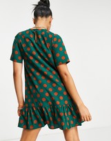 Thumbnail for your product : AX Paris drop hem smock dress in spot