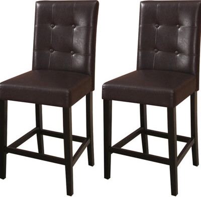 Red Barrel Studio 2 Counter Height Chairs Brown Back Dining Seating 2 Brown Cushion