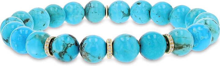 Sheryl Lowe 14K Yellow Gold Diamond And Turquoise Bracelet