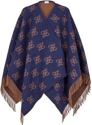 Fendi Karligraphy motif poncho - ShopStyle Sweaters