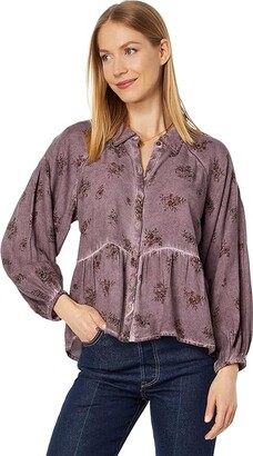 Lucky Brand Floral Printed Overdye Top (Burgundy Multi) Women's Clothing -  ShopStyle