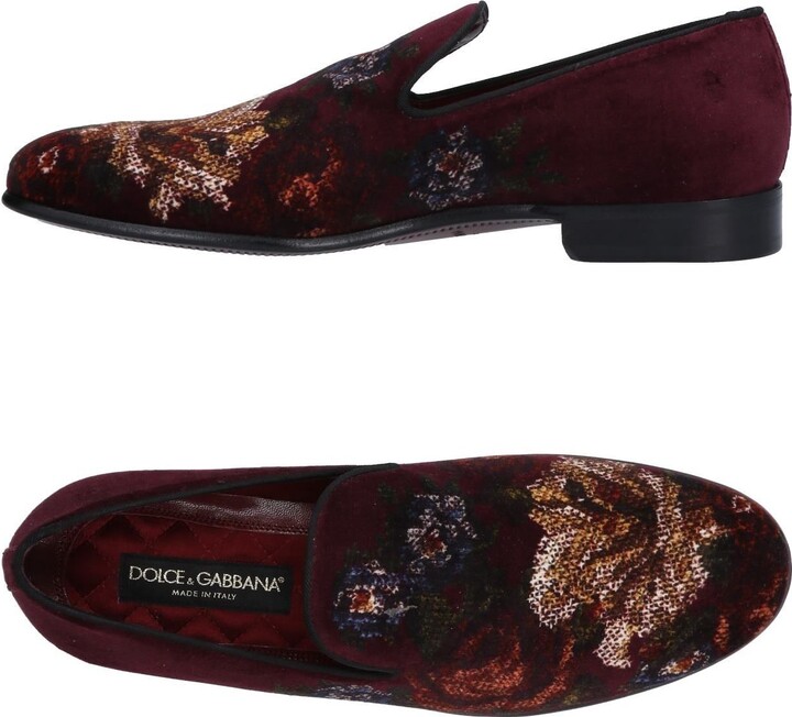 Mens Shoes Slip-on shoes Espadrille shoes and sandals Red for Men Dolce & Gabbana Velvet Espadrilles in Maroon 