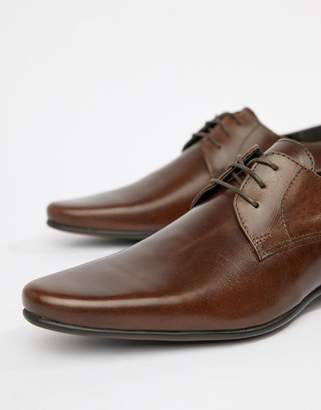 ASOS Design DESIGN derby shoes in brown leather