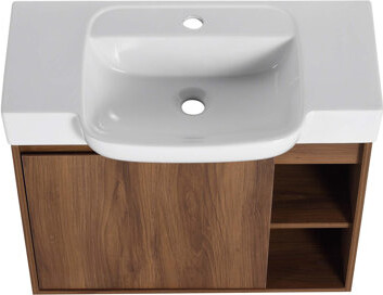 Ebern Designs Wall-Mounted Bathroom Vanity With White Ceramic Sink & Soft-Close Door