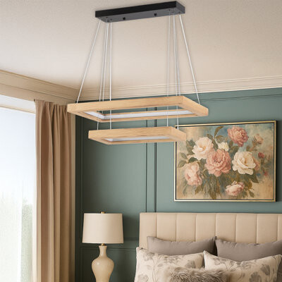 Latitude Run Adjustable Height 2 Tiers Rectangle 3 Variable Color LED Chandelier