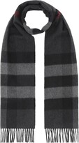 Thumbnail for your product : Burberry Plaid-Check Fringed Cashmere Scarf