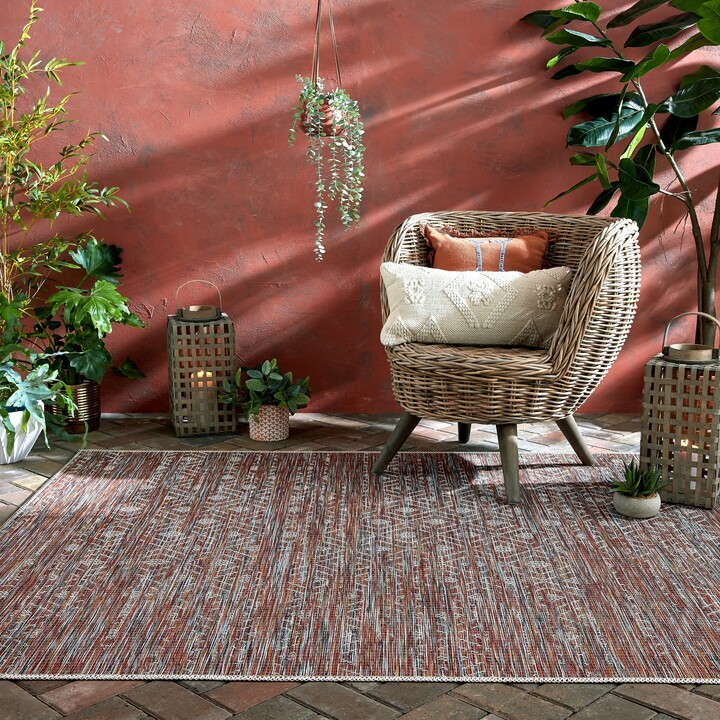 Dunelm Sunset Terracotta Mix Indoor Outdoor Rug Orange/Blue/White ...