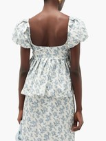 Thumbnail for your product : Brock Collection Floral-print Puff-sleeve Peplum Top - White Multi
