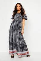 Thumbnail for your product : boohoo Off The Shoulder Boarder Print Maxi Dress