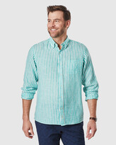 Thumbnail for your product : Gazman - Men's Green Shirts - Linen Bengal Stripe Long Sleeve Shirt - Size One Size, L at The Iconic