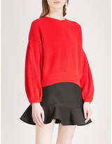 Valentino Balloon-sleeve ribbed wool and cashmere-blend jumper