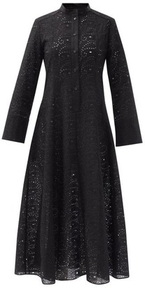 Three Graces London Connie Broderie-anglaise Shirt Dress - Black