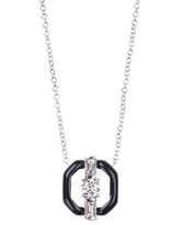 Thumbnail for your product : Nikos Koulis Oui 18k White Gold Open Enamel Pendant Necklace w/ Diamonds