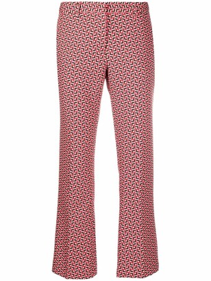 Pt01 Cropped Geometric-Print Trousers