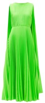 Thumbnail for your product : Valentino Caped-shoulder Pleated-crepe Dress - Green
