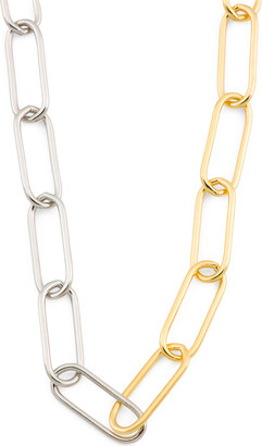 Cote D Argent Sterling Silver Two Tone Paperclip Chain Toggle Necklace -  ShopStyle