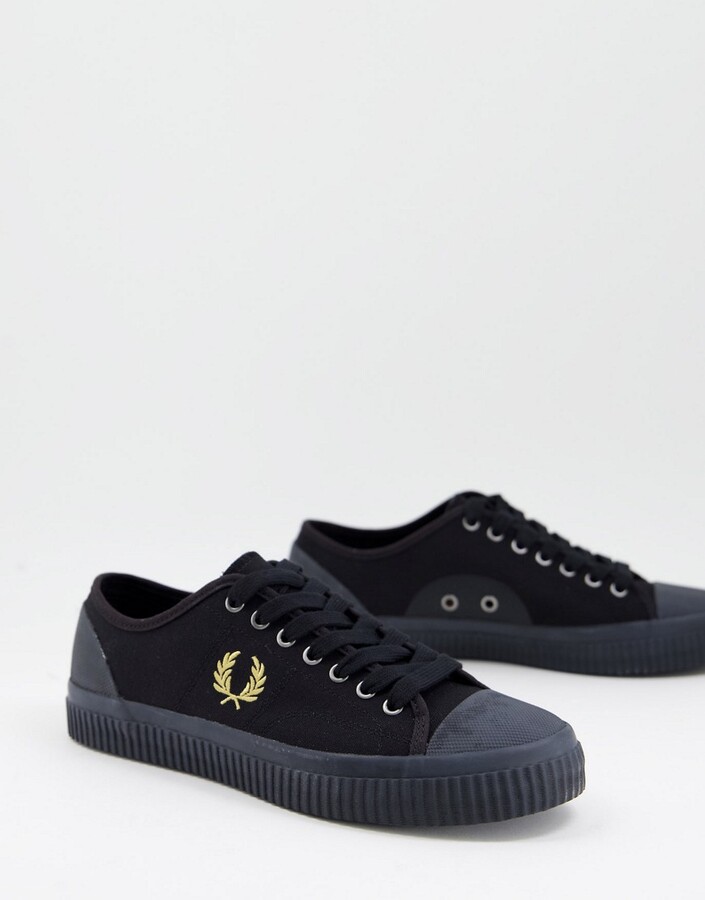 Fred Perry hughes low canvas sneakers in black - ShopStyle