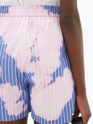 MSGM Logo-print Tie-dye Pinstriped Cotton Shorts - Pink