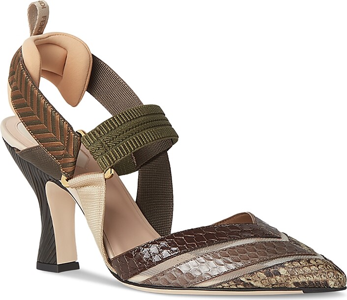 Fendi Women's Colibri Mesh & Leather High Heel Slingbacks