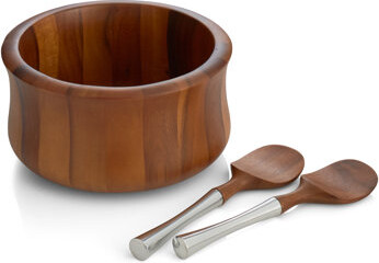 Nambe Nara Salad Bowl W/ Servers
