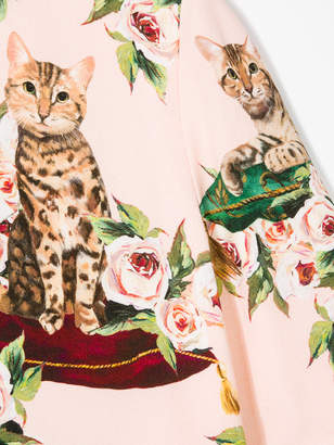 Dolce & Gabbana Kids floral cat print dress