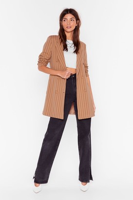 BEIGE Nasty GalNasty Gal Womens Just In Line Pinstripe Belted Blazer L, BEIGE Nasty GalNasty Gal Womens Just In Line Pinstripe Belted Blazer L,