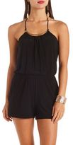 Thumbnail for your product : Charlotte Russe Gold-Embellished Halter Romper