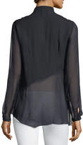 Thumbnail for your product : Elie Tahari Remeleen Floral-Applique Silk Blouse