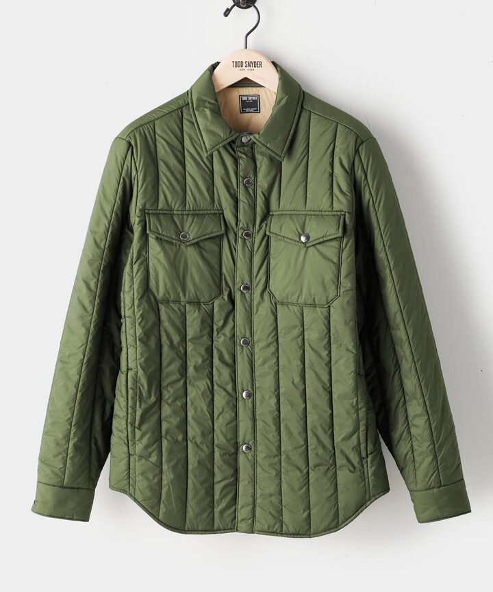 Todd Snyder Italian Quilted Shirt Jacket in Olive - ShopStyle