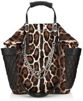 Thumbnail for your product : Jimmy Choo Blare Leopard Print Pony and Black Satin Leather Tote Bag