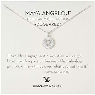 Dogeared Maya Angelou" Love Life Engage In It Cutout Textured Heart Charm Sterling Pendant Necklace