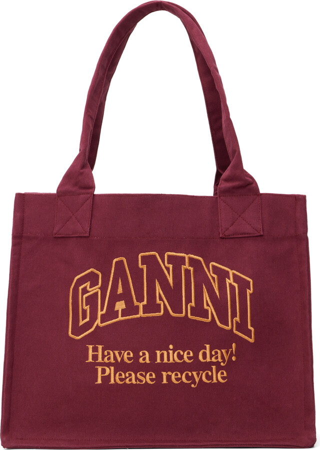 Ganni Red Large Canvas Tote Bag - ShopStyle