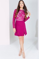 Thumbnail for your product : Little Mistress Raspberry Lace Panel Shift Dress