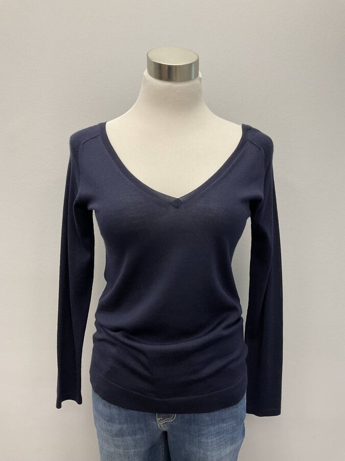 Lamberto Losani Reversible Wool/silk Sweater In Navy