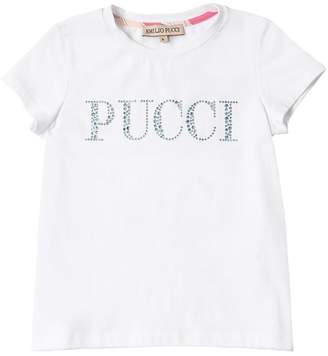 Emilio Pucci Embellished Logo Cotton Jersey T-shirt
