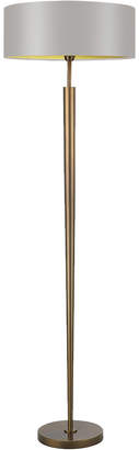 Heathfield & Co Torchere Antique Brass Floor Lamp - Satin Oyster with Gold PVC Lining Shade