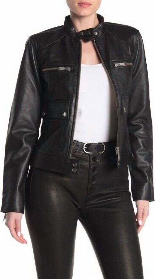 Joe's Jeans The Biker Leather Jacket In Black