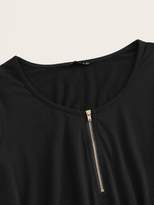 Thumbnail for your product : Shein Zipper Front Tie Waist Romper