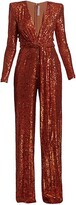 Thumbnail for your product : Naeem Khan Long-Sleeve Sequin Jumpsuit