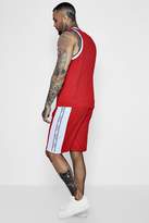 Thumbnail for your product : boohoo MAN Tape Basketball Shorts