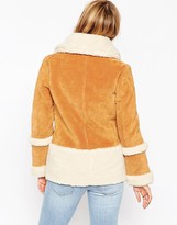 Thumbnail for your product : ASOS COLLECTION Suede Shearling Coat in 70's Styling