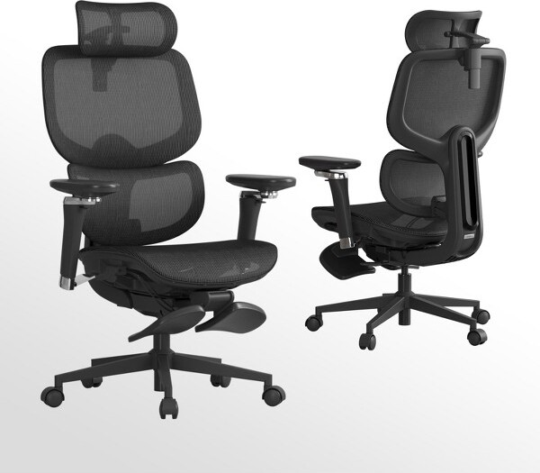UNISOAR ProfessionalD2ErgonomicMeshOfficeChairwithDynamicLumbarSupport&3DHeadrestDual-AxisArmrests136°Recline300LBS