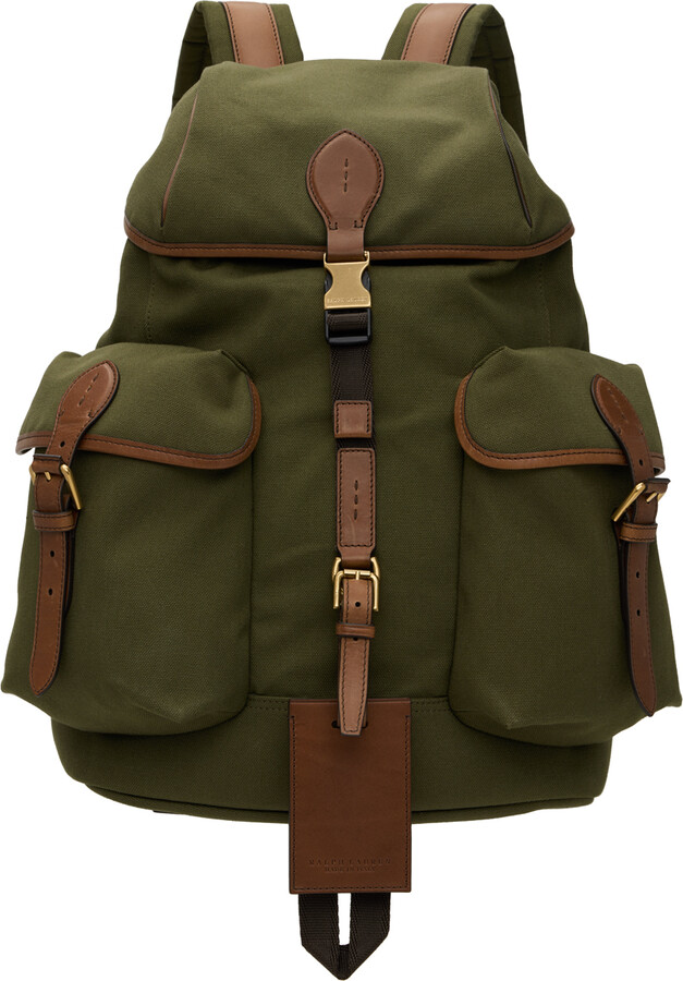 Leather-Trim Canvas Backpack